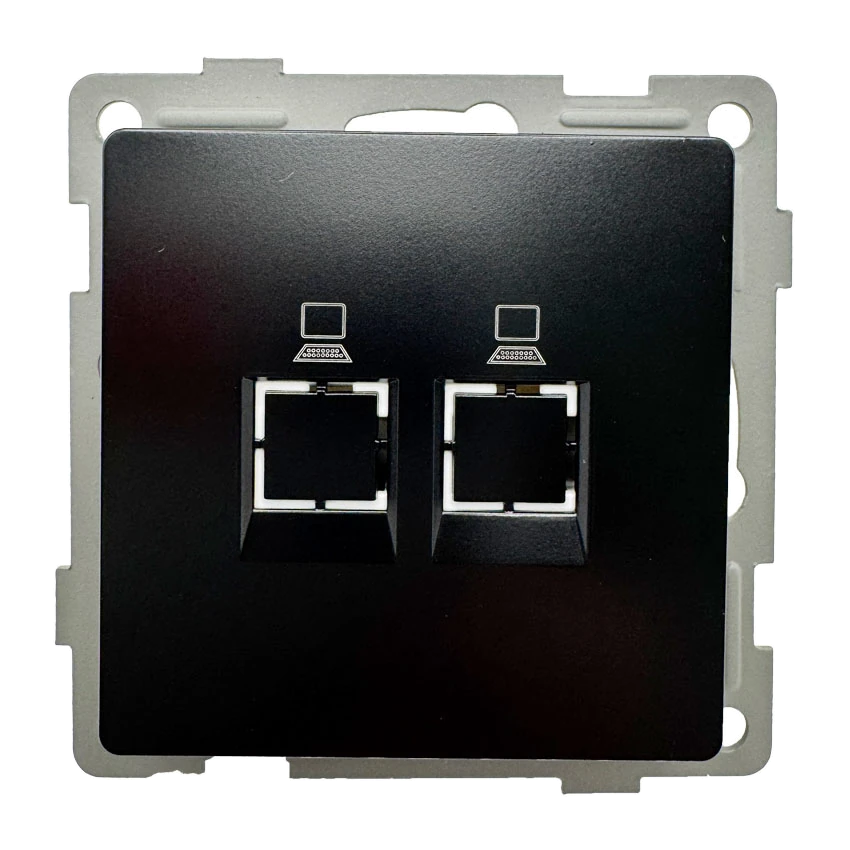 Розетка RJ45 2-я чёрная матовая